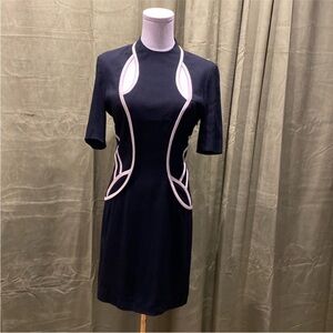 Temperley London Black open back  Dress with White Accents, US6